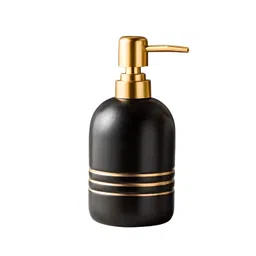 FabSeasons Black & Gold-Toned Striped Ceramic Soap Dispenser-picture-25
