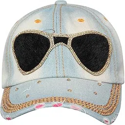 FabSeasons Denim Studded Cap for Women and Girls, Adjustable Strap-picture-35