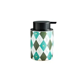 FabSeasons Green & White Checked Ceramic Suction Soap Dispenser 350 ml-picture-31