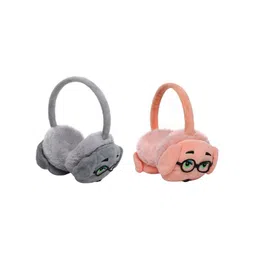 FabSeasons Kids Set Of 2 Grey & Orange Ear Muffs-picture-20