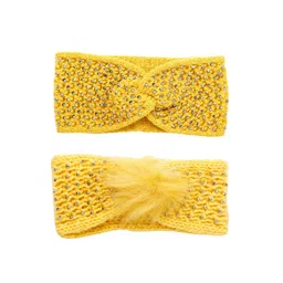 FabSeasons Kids Set of 2 Yellow & Silver-Toned Acrylic Stretchable Winter Headbands-picture-39