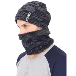 FabSeasons Unisex Blue Self Design Beanie-picture-36