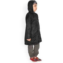 FabSeasons Unisex Kids Black Solid Waterproof Long Rain Jacket image 4