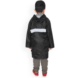 FabSeasons Unisex Kids Black Solid Waterproof Long Rain Jacket image 3