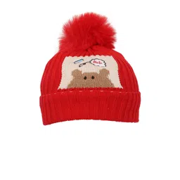 FabSeasons Unisex Kids Red & White Beanie-picture-37