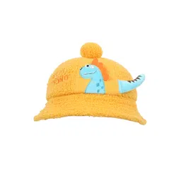 FabSeasons Unisex Kids Yellow & Blue Self Design Beanie image 1