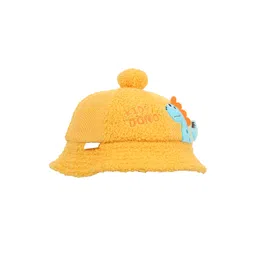 FabSeasons Unisex Kids Yellow & Blue Self Design Beanie image 4