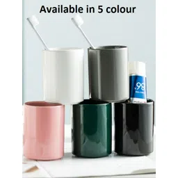 FabSeasons White Solid Glossy Ceramic Toothbrush Holder-picture-13