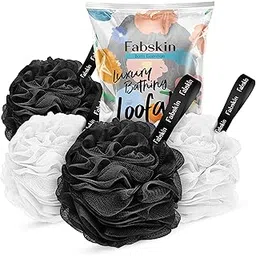 Fabskin Luxury Bathing Loofah For Men And Women | Pack Of 4 | Black & White | Foaming Loofah For Bathing | Bath Scrub Sponge | Made In India-picture-27