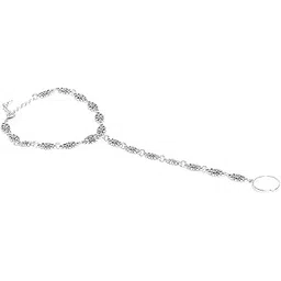 fabula by OOMPH Jewellery Antique Silver Floral Fashion Toe Ring Anklet for Women & Girls (AJD8R2)(Single Piece)-picture-11