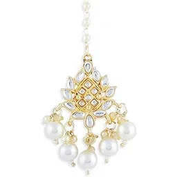 fabula by OOMPH Jewellery Gold Kundan Delicate Floral Wedding Maangtikka For Women & Girls Stylish Latest-picture-12