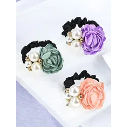 fabula Women Set of 3 Embellished Ponytail Holders-picture-23