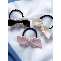 fabula Women Set of 3 Embellished Ponytail Holders-picture-26