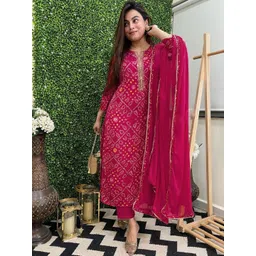 fabunna cotton Women Viscose Rayon Kurta Pant Dupatta Set-picture-11