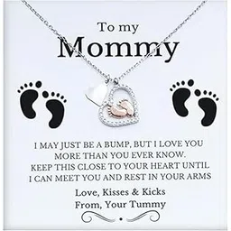 fabunora Best Heartfelt Gift for Mom to be - Baby Feet Heart 925 Sterling Silver Pendant Gift Set | With Certificate of Authenticity and 925 Stamp For Women-picture-42