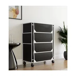 Fabura 4 Layers Shoe Rack With Wheels In Black Color-picture-21