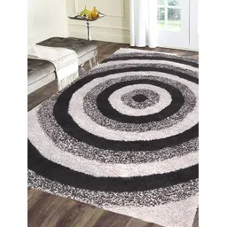 FABURAA Black Geometric Anti Skid Cotton Carpet-picture-30