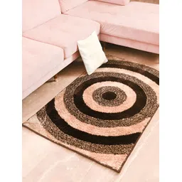 FABURAA Brown Geometric Anti Skid Cotton Carpet-picture-24