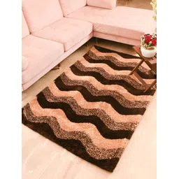FABURAA Brown Geometric Anti Skid Cotton Carpet-picture-31