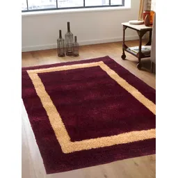 FABURAA Maroon & Beige Geometric Printed Anti Skid Cotton Carpet-picture-42