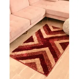 FABURAA Maroon Geometric Anti Skid Cotton Carpet-picture-38