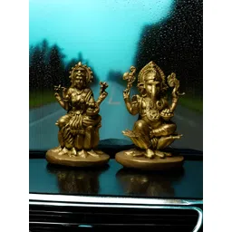 Fabzie Decor Gold-Toned 2 Pieces Lord Ganesha Goddess Laxmi Religious Idol Showpiece-picture-32