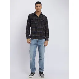 FADFAS Men Checked Spread Collar Regular Fit Cotton Woolen Shirt-picture-35