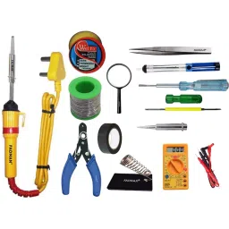 Fadman Basic Complete 13 In 1 Soldering Iron Kit Copper, Iron & Nickle Corded 25 W with Cutter, Solder Wire, Hardware Tape, Tester-image-25