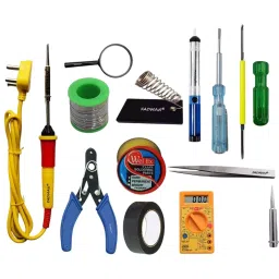 Fadman Basic Complete 13 In 1 Soldering Iron Kit Copper, Iron & Nickle Corded 25 W with Solder Wire, Cutter, Hardware Tape, Tester-image-20
