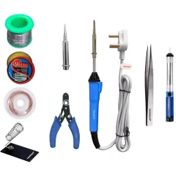 Fadman Basic Complete Part Type-9 Soldering Iron Kit, Solder Wire, Soldering Paste Flux, Soldering Iron Stand, Tweezer, Desoldering Wick, Soldering Bit, Desoldering Pump, Wire Cutter, Soldering Iron 25 W Simple (Flat Tip)-image-27