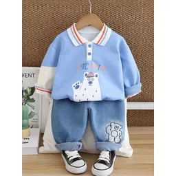 FAHAD CREATIONS Kids Printed Long Sleeves T-Shirt With Trouser-picture-28