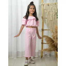 Fairies Forever Girls Self Design Off-Shoulder Top with Dhoti Pants-picture-43