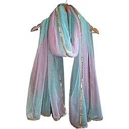 faith visit Women's Shaded Net Stone Work Gota Lace Dupatta, Free Size-picture-46