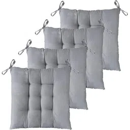 fajal cottan udhyog Cotton Chair Pad Pack of 4 Solid Square Chairpad-picture-12