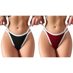 falam enterprise Women's Seamless Thong Underwear Multi-Colour Set, Soft Ribbed Knit Funny Fine Rib Low Waist Women High Waist Soft Panties (in, Alpha, L)-picture-28