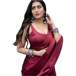 falessa Plain Satin Silk Saree for Women | Elegant Solid Color | Party, Wedding & Evening Wear-picture-46