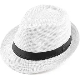 FALETO Unisex Summer Panama Straw Fedora Hat Short Brim Beach Sun Cap Classic-picture-29