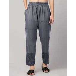 fambee Women Relaxed Grey Viscose Rayon Trousers-picture-23