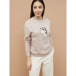 Fame Forever By Lifestyle Beige Cotton Regular Fit Printed Sweatshirt-picture-43