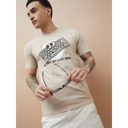 Fame Forever By Lifestyle Beige Cotton Regular Fit Printed T-Shirt-picture-21