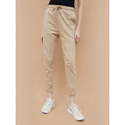 Fame Forever By Lifestyle Beige Cotton Regular Fit Trousers-picture-39