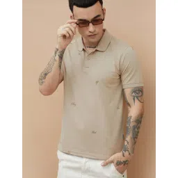 Fame Forever By Lifestyle Beige Regular Fit Printed Polo T-Shirt-picture-19