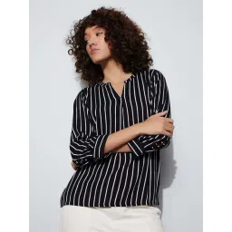 Fame Forever By Lifestyle Black Regular Fit Striped Top-picture-28