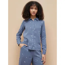 Fame Forever By Lifestyle Blue Cotton Regular Fit Printed Shirt-picture-15