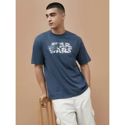 Fame Forever By Lifestyle Blue Cotton Relaxed Fit Printed T-Shirt-picture-44