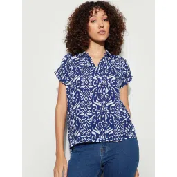 Fame Forever By Lifestyle Blue Regular Fit Printed Top-picture-23