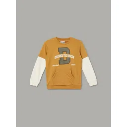 Fame Forever by Lifestyle Boys Brown Cotton Color Block Sweatshirt-picture-29