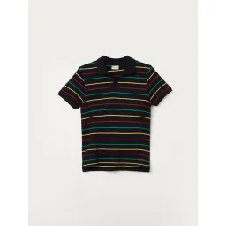 Fame Forever by Lifestyle Boys Navy Cotton Striped Polo T-Shirt-picture-38