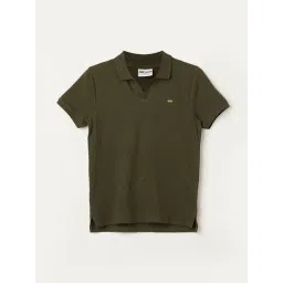 Fame Forever by Lifestyle Boys Olive Cotton Textured Polo T-Shirt-picture-48