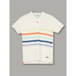 Fame Forever by Lifestyle Boys Striped Henley Neck Pure Cotton T-shirt-picture-49